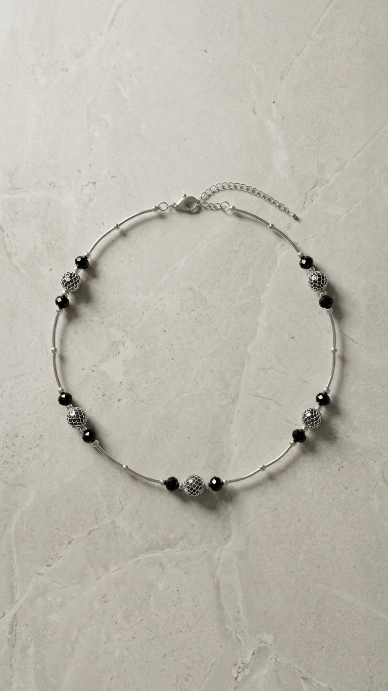 "The Matrix" - Modern Black & Blue Artisan Necklace